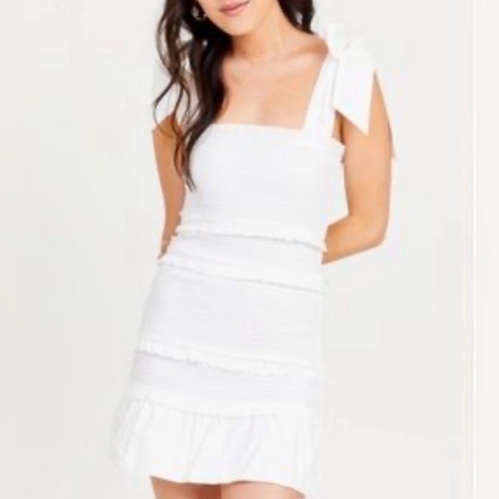 Altar'd State White Tie Strap Mini Dress, Size Large
